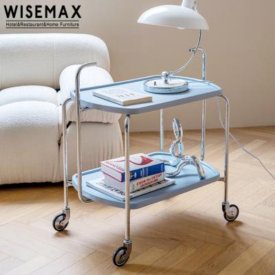 China WISEMAX FURNITURE Living Room Furniture Sofa Side Metal Table Modern Plastic Frame 2 Tier Adjustable Storage Rack Kitchen Rolling Cart (Other) for sale