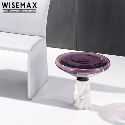 China WISEMAX Mushroom Living Room Furniture (Other) Modern Nordic Luxury Glass Top FURNITURE Bell Center Side Coffee Table Marble Base Set for sale