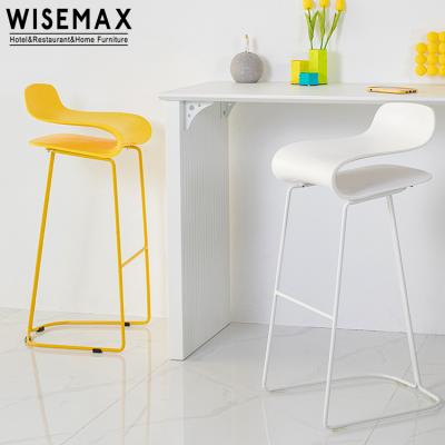 China WISEMAX FURNITURE ABS FURNITURE Metal Seat Legs Hotel Restaurant Modern High Bar Furniture Outdoor Wedding Plastic Plastic Stools for sale