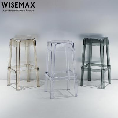 China (Others) WISEMAX FURNITURE Adjustable Events Wedding Outdoor PC Clear Crystal Plastic Chair Stackable Acrylic Bar Stool High Chair for sale