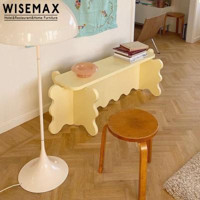 China WISEMAX Flower Furniture Design Flower Furniture Nordic Unique Wooden Colorful Bench Living Room Bench Solid Wood Chair for sale