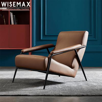 China Modern High Back Hotel Lounge Style Leisure Extended Leather Lounge Chair With Metal Leg Armrest Extended Accent Chair for sale