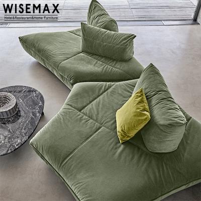 China WISEMAX FURNITURE Modern Velvet Fabric Adjustable Large Size Sofa Set Hotel Furniture Sectionals (Other) Corner L Shaped Living Room Sofa for sale