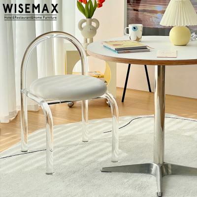 China WISEMAX FURNITURE Luxury Lambswool (Others) Leisure Adjustable Chair Events Wedding Crystal Plastic Chair Acrylic High Back Dining Chair For Cafe for sale