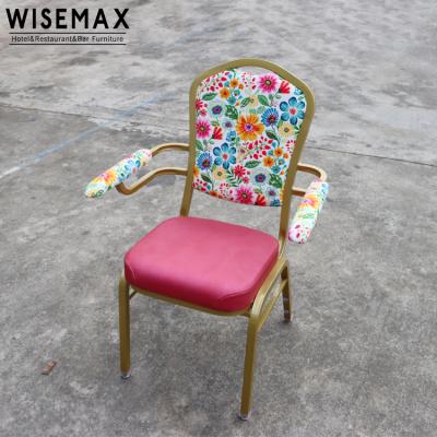 China Wedding Chair Factory Wholesale Popular Metal Armrest Luxury Wedding Chair Dining Banquet Chair for sale