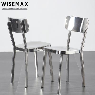 China Durable Modern Outdoor High Gloss Leisure Stainless Steel Chairs For Cafes With Table for sale