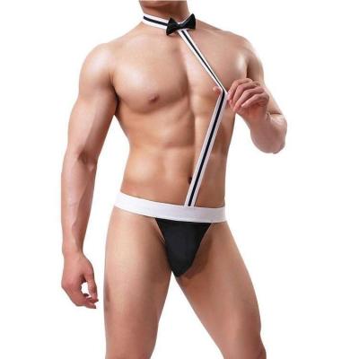 China High Quality Men's Sexy Bow Tie Men's Sexy Underwear Strappy Thong Cross Panties Men's Lingerie For Valet Trousers Bow Tie Sex for sale