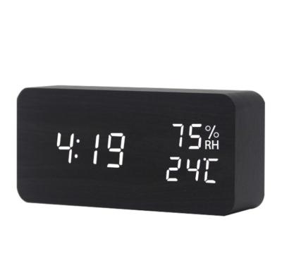 China Antique Style Mini Wooden Small Alarm Desk 3 Levels Led Adjustable Brightness Digital Clock for sale