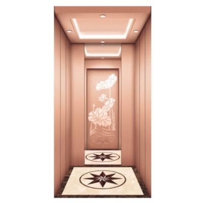 China Hot Sale Modern Rose Titanium Mirror Etching Mini Home Lift Indoor Lift for Home en venta