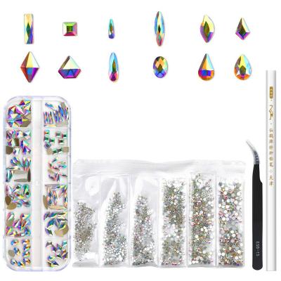 China Hot Sale Nail Beauty Products Crystal Glass Diamonds Designs Mix Shapes Ail Art Rhinestones For Nail Art Decorations Accessories DIY for sale