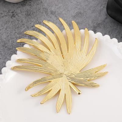 China Viable Personalized Gold Plated Design Metal Coaster Banana Leaves Shapes Coffee Cup Saucers Teacup Coaster for sale