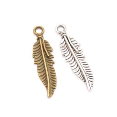 China DIY Pendants Jewelry Factory Raw Making Custom Zinc Alloy Feather Leaf Charms For Necklace Making for sale