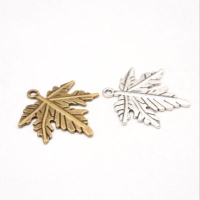 China Tibetan Silver Zinc Alloy Metal Casual/Sporty Charms Maple Leaf Charms For Jewelry Making for sale