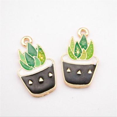 China Wholesale Hot Zinc Alloy Colorful Enamel Cactus Casual/Sporty Plant Charms For DIY Necklace for sale