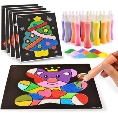 China Handmade Sand Painting Art Painting Card Wholesale Sand Art Kit Children Cartoon Intelligence Toy Set for sale