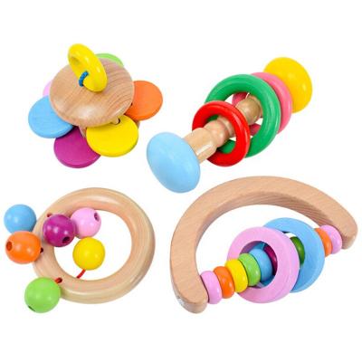 China Musical Baby Ratchets Hand Bell Rattle Toy Baby Early Musical Educational Wooden Instrument for Toddlers for sale