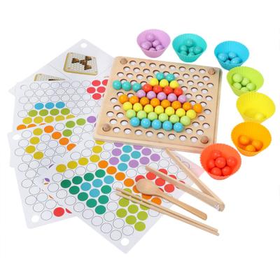 China Wooden Toy Color Sorting Toys Bead Early Education Children Montessori Jigsaw Puzzle Game Toys For Toddlers for sale