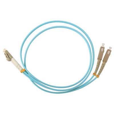 China FTTH patch cord duplex patch tie netting SC to LC OM3 fiber optic patch cord for sale