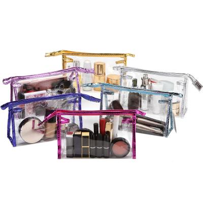 China Fashion Waterproof PVC Transparent Cosmetic Bag Clear PVC Wash Toiletry Makeup Bag for sale