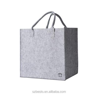 China Fashion Customized Large Size Gray Color Women Felt Tote Shopping Bag for sale