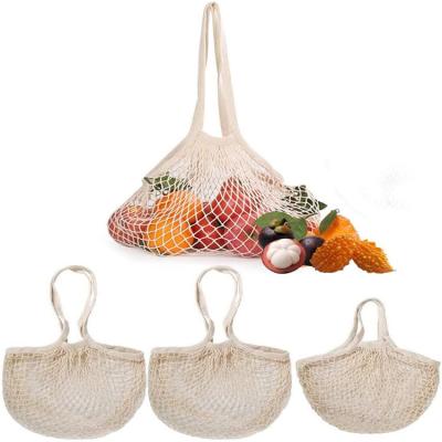 China French Style Handled Mesh Bags Reusable Organic Cotton Mesh Market Net Fruits Grocery Bags Tote Shopping Bag for sale