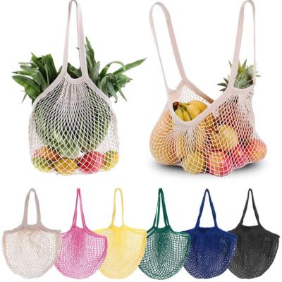 China Reusable Eco-Friendly Organic Grocery Cotton Twine Handled Tote Bag Vegetable Fruit Mesh Net Bag for sale