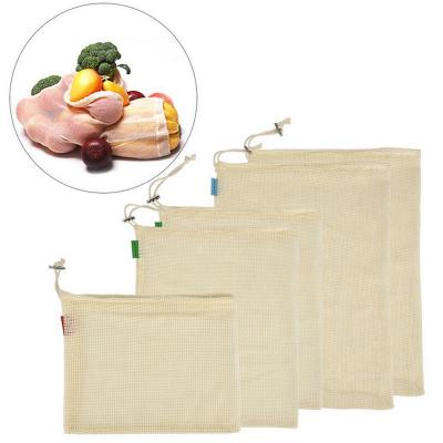 China Eco Friendly Net Rope Handle RPET Bags For Vegetable Fruit Mesh Bags Organic Cotton Reusable Mesh Produce Bags for sale