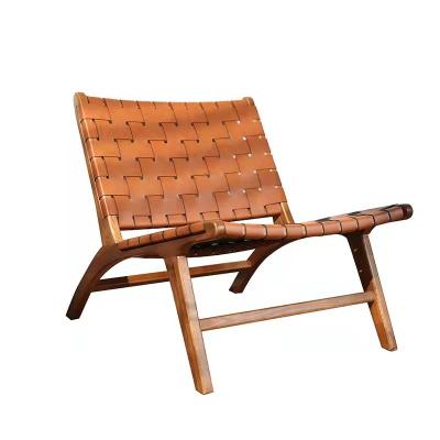 China Reclining Classic Design Living Room Furniture Woven Upholstery Leather Lounge Chair For Hotel Balcony for sale