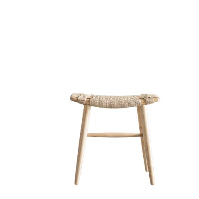 China Makeup bar stool chair woven dresser stool wood nordic solid wood stool for living room bedroom for sale