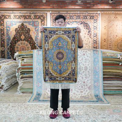 China YILONG Anti-Slip 2'x3 Garden Scene Flooring Handmade Persian Rug Blanket 100% Silk for sale