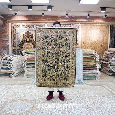 China YILONG anti-slip 2.7' x4 persian silk handknotted handmade traditional muslim rugs rug for sale