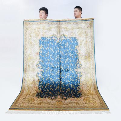 China YILONG Washable 5'x7' Area Traditional Handmade Silk Rug Double Turkish Silk Knots for sale