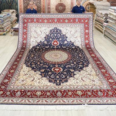 China YILONG Washable 9'x12' Living Room Decoration Blanket Handmade Silk Persian Design Indian Rug for sale