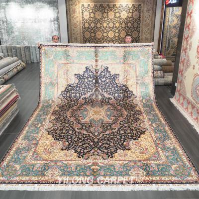 China Washable 10'x14' Henan Carpet Factory Blankets Handmade Oriental Persian 100% Silk Rug For Home Decoration for sale