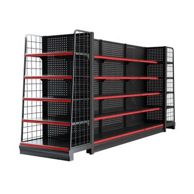 China YUNYU Metal Supermarket Rack Gondola Supermarket Double Sided Heavy Duty Cold Rolled Steel Shelves for sale