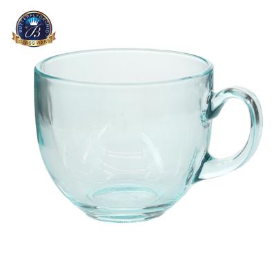 China 490ml Viable Glass Mug With Handle Colored Classic Glass Cup Daily Home Restaurant Used Glassware Mug In Cheap Price Tea Cup for sale