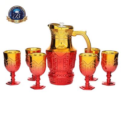 China Sustainable Water Kettle Glass Cups Household Glass Set Single Set 7pcs Water Bottle for sale