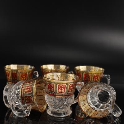 China New Viable High Quality 180ml Espresso Glass Cup And Saucer With Decal Coffee Mugs for sale