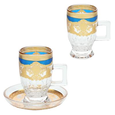 China Factory Wholesale Elegant Golden Arabic Royal Tea Cup Set Arabic Coffee Cup Saucer Set for sale