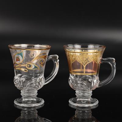 China Traditional Wholesale Glass Teacup Set Handmade Decal 6pcs Teacup Set for sale