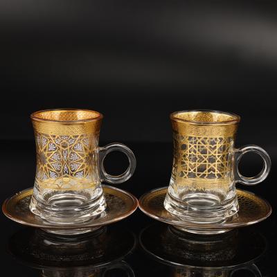 China Wholesale 12 Pcs Reusable Reusable Arabic Glass Tea Cup Coffee Cup Turkish Tea Cup Sets for sale