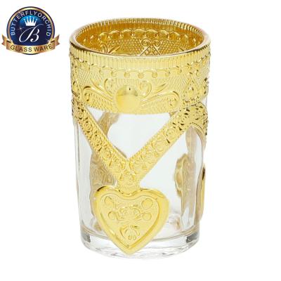 China 6oz Viable Style Glass Tumbler Gold Middle East Beer Mug Wine Glass Tumbler for sale