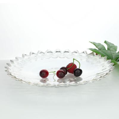 China Fruit Dish Style Viable Glass Creative Nordic Tableware Round Ice Transparent Modern Fruit Dish for sale