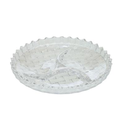 China Viable Dish Glass Serving Glass Trays Fruit Dish Sub-Grid Dish Glass Snack Dish For Restaurant Home for sale