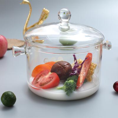 China New design hot borosilicate wholesale viable large size 2020ml transparent clear pyrex glass cooking pot for sale