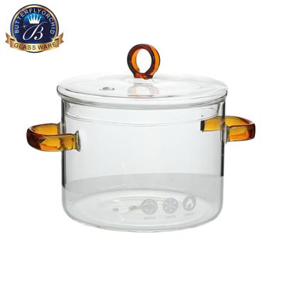 China 1670ml High Quality Sustainable Borosilicate Crystal Hot Transparent Clear Pyrex Glass Cooking Pot for sale