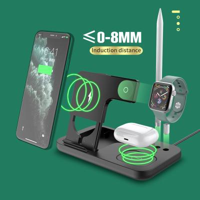 China Mobile Phone Watch Smart Wireless Headset Stand 15W 4in1 Charging Multifunctional Foldable Wireless Charger Stand For Phones Airpods iWatch Apple Pencil for sale