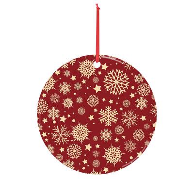 China 2022 Ceramic Round Christmas Decorations Sublimation Printing Ceramic Products Support Customization for sale