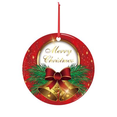 China 2022 Ceramic Manufacturer Customized 3 Inch Round Plane Ceramic Christmas Decorations for sale