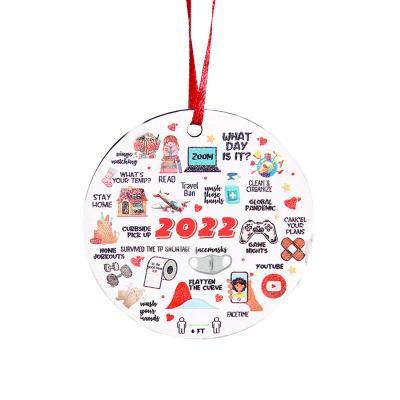 China Household Products Sublimation Ceramic Christmas Pendant Ceramic Decorations 3 Inch Round Double Sided Custom Christmas Decoration for sale